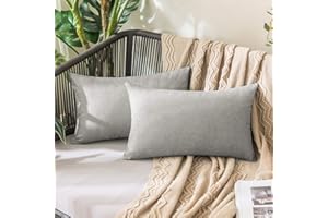 MIULEE Waterproof Outdoor Cushion Covers 12x20 Inches Set of 2 Water Resistant Decorative Throw Pillow Covers Outside for Garden Furniture Patio Couch Sofa Bed Linen Balcony, 30x50cm Grey-White