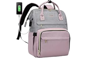 LOVEVOOK Laptop Backpack Women 15.6 inch, Work Bags for Womens, School Computer Bag with USB Port for Business College Travel, Rucksack for Teacher Nurse,PurpleGrey
