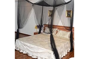 FGEN Moskitonetz Schwarz, Moskitonetz Schwarz Bett, Moskitonetz Doppelbett/Einzelbett, Mit Klebehaken, Verhindert Insekten- Und Mückenstiche, Für Alle Betttypen Geeignet (Schwarz)