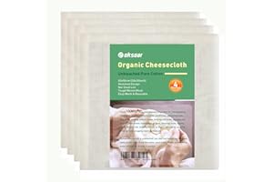 OKSOAR Passiertuch, 50x50cm Käsetuch Feingewebt Dichtegrad 90 Mulltuch Ungebleichte Reine Baumwolle Seihtuch mit Sauber Umgeschlagene Saum, Waschbar und Wiederverwendbar Filtertuch (4 Stück)