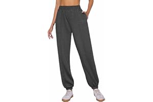 Demegimi Pantaloni Sportivi Donna a Vita Alta Pantaloni della Tuta Donna in Cotone con Tasche Pantaloni Jogger Leggeri per Jogging Fitness Sport Yoga