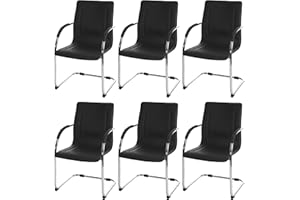 Mendler Set 6X sedie Ufficio a Slitta Samara Acciaio 56x56x93cm Nero