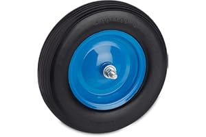 ‎RELAXDAYS Relaxdays Schubkarrenrad 4.80 4.00-8, Vollgummirreifen mit Achse, pannensicheres Ersatzrad mit Stahlfelge, schwarz/blau