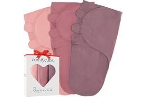 Comfy Cubs Easy Swaddle Blanket, 3 Pack - 100% Cotton Swaddle Set, Small for 0-3 Months Infants, Breathable and Durable Sleep Sack, Newborn Baby Gifts - Blush, Mauve, Mulberry