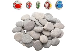 TIUGBJKGK 40 Pcs Pebbles for Painting Rocks, 3-5 cm Stones for Paintings, Flat Painting Pebbles, Natural Smooth Decorative Stones River Rocks for DIY Arts and Crafts Paint Project Activity Decoration