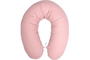 Amilian Cojín de Lactancia con Relleno para bebé, 170 cm, Incluye Funda de algodón 100% con Cremallera, Disponible en Muchos diseños, Rosa