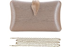 CORIOS Bolsa de Noche para Mujer Elegante Bolsa de Cadena Bolso de Fiesta Bolso de Mano Bolso Bandolera Bolso de Hombro para Fiesta de Graduación Banquete Boda Color Champagne