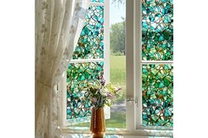 Neukids Self Adhesive Window Film, Static Adhesion Privacy Film Window Film, Decorative Window Stickers Pines Cobblestones, Bedroom Living Room Kitchen Bathroom Offices Glass Film 40x200cm