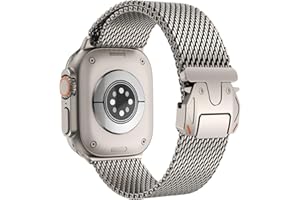 CHANCHY Milanaise Armand für Apple Watch 49mm 46mm 45mm 44mm 42mm(Series 3),316 Edelstahl Neues Design-Verschluss Milanaise Armand für Apple watch ultra 2/Ultra,Series 10/9/8/7/6/5/4/3/2/1/SE, Titan