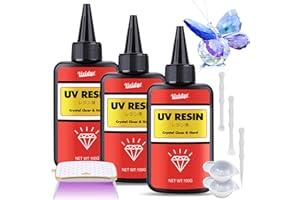 VIVIDYE UV Harz mit UV Lampe - 300g Klar UV Harz Kristallklarer UV Kleber für DIY Schmuckherstellung, Handwerk - Geruchsarmerz Blasenfreies UV Epoxidharz für Harz Formen, Schmuck, Anhänger, Gießen, Malen