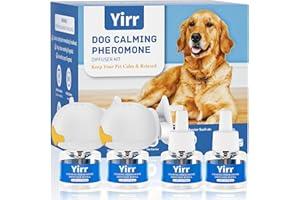 MIKCCER Dog Calming Plug-in, Relaxants & Anxiety Relief for Dogs, 6-in-1 Dog Pheromones Calming Diffuser Kit, Relaxing Pheromone for Dogs Relief Stress Anxiety Fighting Scratching, 2 Diffuser 4 Refills(48ml)