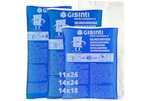 Gisinti Kit gel de glace réutilisable, chaud froid fabriqué en Italie, enveloppe congélateur et micro-ondes + sac en tissu (3 grandes pièces)