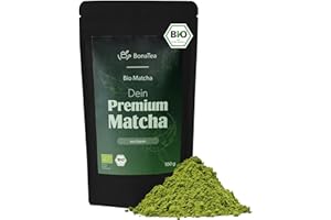 ‎BONATEA Bio Premium Matcha Tee Pulver 100g - Bio Grüntee-Pulver aus Japan perfekt für Matcha Latte in Premium Qualität, 100% natürlich