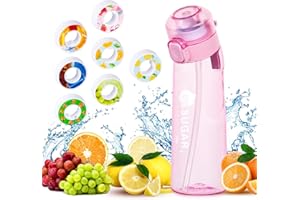QCQHDU Air Wasserflasche mit 7 Flavour Pods, 650ml Wasserflasche Set, Sport Wasserflaschen mit Strohhalm, 0 Zucker, 0 Kalorien Trinken Obst Duftflasche für Fitness, Outdoor, Geschenk, Sport, Kinder,