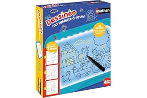 Nathan - Dessinéo Ma tablette à dessin , Tablette lumineuse à Dessin Enfant dès 4 ans , A Emporter , Loisir Créatif Enfant , Apprendre à Dessiner , Méthode Progressive Pas à Pas , 15 planches