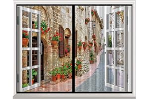 NVRENJIE Moustiquaire Fenêtre Magnétique, Automatiquementfermé, Moustiquaire Porte sans Percer pour Couloirs, Noir, (33x49inch)85x125cm