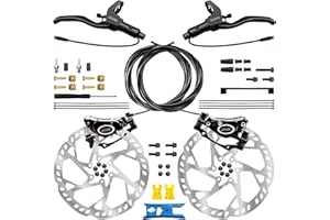 DYISLAND E-Bike Kits de Frein à Disque hydraulique 4-pistons/2-pistons, 2-broches/3-broches，Ensembles Avant et arrière(avec 2 disques de frein de 180 mm)