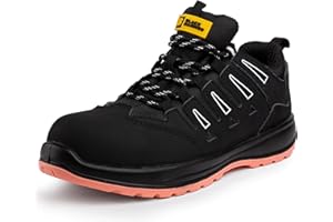 Black Hammer Lightweight Safety Trainers Womens Composite Toe Cap with Steel Midsole Metal Free Non Slip Breathable S1P SRC Work Shoes Betsy