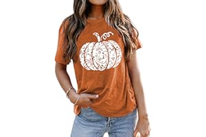 SUWATOIN Halloween T Shirt for Women Pumpkin Leopard Print Tops Shirts Short Sleeve Casual Loose Tee
