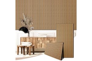 JSSZWYP AKK-STAVE Akustikpaneele Holz 120x60 cm (2er-Set 1,44 m²) - Akustik Paneele & Holzpaneele Wand für Schallschutz | 3D Paneele Wand als Wandverkleidung Innen | Schallabsorber für Wohnzimmer(Olied Eiche)