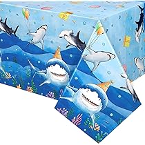 WERNNSAI Under the Sea Party Supplies – 48 piatti di compleanno con oceano, tovaglioli, tovaglia per bambini e ragazzi, con animali marini blu, decorazioni per feste da tavola, decorazioni estive
