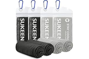 Sukeen Asciugamani Rinfrescanti 4PCS (101,6 x 30,5 cm), Asciugamano per Il Ghiaccio, Asciugamano Traspirante e Fresco, Asciugamano in Microfibra per Yoga, Golf, Sport all'Aria Apert