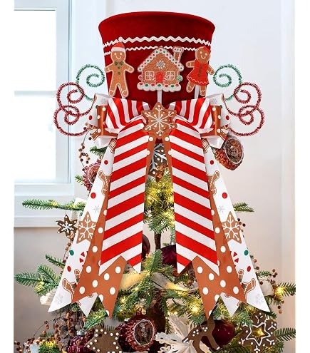 Fiocco Natalizio In Velluto Per Albero Di Natale 30 Cm X 115 Cm, Rosso E Bianco Con Bordo E Strisce