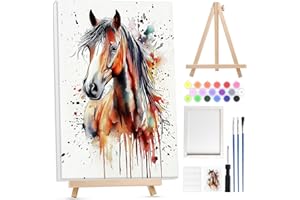 Lxmsja Dipingere con i Numeri Adulti con Cornice, Cavallo Paint by Numbers Kit Principianti Con Cavalletto in Legno, Hobby Creativi Adulti Idee Regalo Donna Decorazioni Casa - 20x30cm