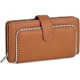 Portefeuille Femme UTO En Cuir De Vachette - Protection RFID, Multiple Compartiments, Fermeture éclair, Mauve Pâle