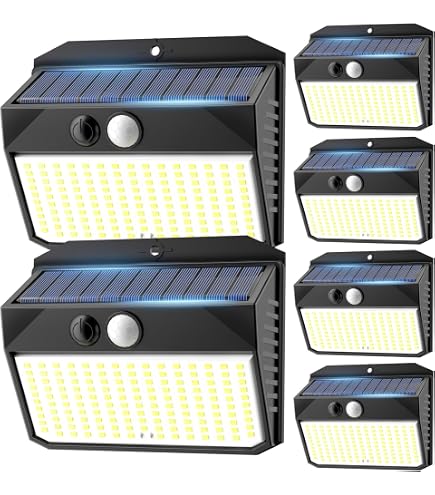 Lot De 6 Lampes Solaires Extérieur - 150 LED, Détecteur Mouvement - IP65 étanche - 3 Modes - Lumière Froide