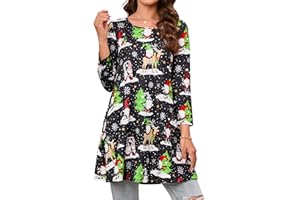 Enmain Womens Casual Tunic Tops Long Sleeve Ladies Longline Tunic Blouse Shirts Round Neck Plus Size Tunics Dress Floaty T Shirt for Women,S-3XL