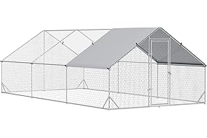 PawHut Gallinero para Exterior Grande 3x6x2 m Jaula para 12-18 Gallinas Gallinero para Gallinas de Acero Galvanizado con Cubierta de PE y Cerradura Plata