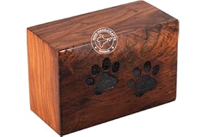 Hind Handicrafts Urna commemorativa per ceneri in palissandro con impronta di zampa, urna commemorativa per cani, gatti, urna cremazionale (100 cubi, due zampe, nero)