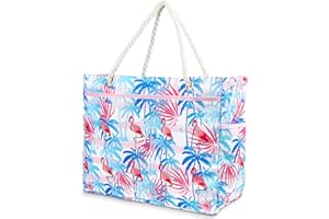 Heartsking Borsa Mare Grande XXL Famiglia, Grande Borsa Mare Donna con Cerniera, 45 Litri-Borsa Spiaggia Donna Impermeabile da Donna con 7 tasche per la Spiaggia, Piscina e Campeggio