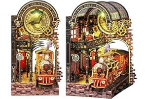 Spilay DIY Book Nook Kit, DIY Dollhouse Booknook Bookshelf Insert Decor Alley, Bookends Model Build kit with LED Light, Crafts, Birthday, Christmas and Valentine's Day Gifts - Zero Platform - XSL-03