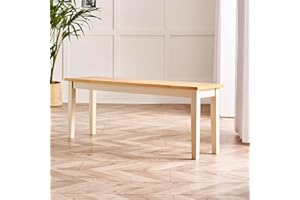 Furniturebox UK Large Wood Dining Bench - Tenby Cream Wood Indoor Bench Stool - Dining Kitchen Bedroom - Pale Oak Stain Seat Cream Legs Take on Traditional Farmhouse Dining Furniture