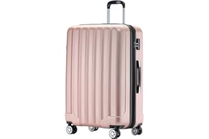 BEIBYE TSA-Schloß 2080 Gepäck Zwillingsrollen Reisekoffer Koffer Trolley Hartschale Dehnungsfuge (Rosa Gold, L)