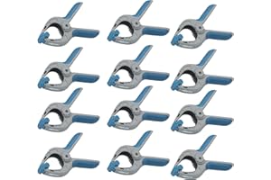 Ferrestock FSKPRS101 12pcs pinzas de sujeción con resorte, mango antideslizante, mandíbulas giratorias, muelle extra fuerte, apertura máxima 39mm, profundidad 40mm