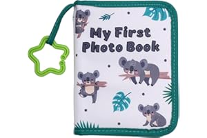 GOSKNOR Baby Photo Albums, Soft Polyester Baby Album Photo Book Holds 17pcs 4X6" Pictures with Hook Colourful My First Family Photo Album Baby Memory Book for Newborn Toddler Kids(Koala)