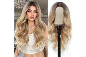 Esmee Pelucas Largas Onduladas Rubias para Mujer Peluca de Cabello Sintético Natural con Ombre para Uso Diario y de Fiesta