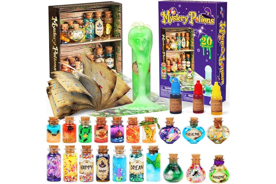 Mystery Potions Potion Kit for Kids, 20 Magic Mix Wizard Potion Bottles, Craft Toys Creative Birthday Christmas Gifts for Boys & Girls Age 6 7 8 9 10+