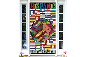 Nepnuser Hispanic Heritage Month Door Cover Latino 21 Countries Culture Decoration Women Backdrop Spanish School Classroom Door Hanging Banner