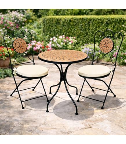 Outsunny zitgroep, 3-delige eetset, bistroset, tuinmeubelset