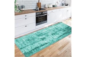 Siunwdiy Contemporary Solid Light Green Carpet Runner 60x240cm for Hallways Extra Long Non Slip Backed Washable Rug - Hallway Runner for Kitchen/Bedroom/Entryway/Hal - Durable Narrow Floor Mat