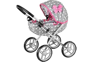 Kinderplay Dolls Pram | Toy Pram | Baby Doll Pram - Toy Pushchair | Dolls Buggy | Dolls Pushchair | Dolls Pram Handle high 54cm, model KP0260S