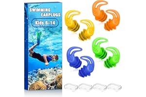 HIGAHY Tappi orecchie piscina bambini – 4 paia impermeabili riutilizzabili in morbido silicone tappi per le orecchie per doccia, nuoto, surf, snorkeling e altri sport acquatici