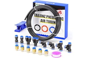 TAILONZ PNEUMATIC Negro 12mm OD 8mm ID Poliuretano PU Manguera de Aire Tubo Kit 10 Metros 32.8ft