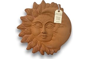 Toocook Sole in ceramica artigianale da parete per arredo e decorazione casa Idea Regalo Realizzato in Terracotta Artigianalmente, Made in Italy (Sole e Luna 24 cm)