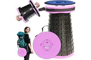 PLOGGING Taburete Plegable XXL Mejorado, taburetes portátiles para Adultos, Silla Plegable más Resistente con Capacidad de Carga de 1000 Libras, Ajustable, retráctil, Taburete de Camping para