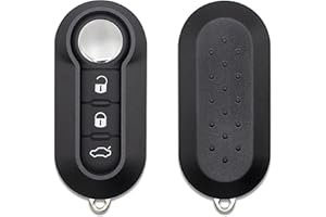 Lage Coque pour clé compatible avec Fiat Grande Punto, Evo, Panda, 500, Bravo, Stilo, et Lancia Ypsilon, Delta, Musa – Coque de rechange en plastique noir avec lame et boutons